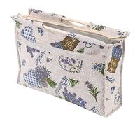 Ailgely Pratica Borsa Portaoggetti in Tessuto Intrecciato con Manico in Legno di Alta qualità, Organizer per Strumenti per Cucire e Maglieria, Blu, per Artigianato e Casa (Fiore viola)