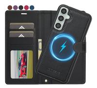 Ailicici Per Samsung Galaxy S24, [rimovibile] 2 in 1, custodia magnetica rimovibile, ricarica senza fili, scomparti per carte di credito, custodia in pelle, custodia a portafoglio RFID, custodia