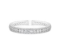 AiliFe Bracciale rigido con zirconia cubica, per donne e adolescenti, in oro, 3 file di strass rossi e bianchi, con diamanti CZ aperti, ideale come regalo, klein, Oro giallo, Zirconie sintetico