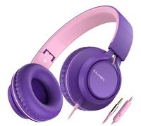 AILIHEN C8 Cuffie Cablate Con Microfono Cuffie On-Ear Pieghevoli e Regolabili Controllo Volume Audio Stereo HD Jack Da 3,5 mm Per Chromebook, Laptop, Smartphone, Studio, Ufficio, Viaggi(Rosa Viola)