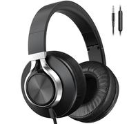 Ailihen Cuffie cablate con microfono e controllo del volume, cuffie stereo sovrauricolari pieghevoli con cavo, per adolescenti e adulti, 3,5 mm, per computer, Chromebook, tablet (nero)