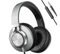 AILIHEN Cuffie cablate con microfono e controllo del volume, isolamento acustico, cuffie over-ear per adulti e adolescenti, pieghevoli, regolabili, morbide, trecce, 3,5 mm, per viaggi/riunioni online