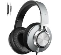 AILIHEN Cuffie cablate con microfono e controllo del volume, riduzione del rumore, cuffie over-ear cablate da 3,5 mm, cuffie con filo super morbide per cellulari, tablet e Chromebook (grigio)
