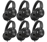 AILIHEN Cuffie per bambini cablate per la scuola, confezione da 6 cuffie con microfono per aule di prima elementare, studenti, adolescenti, jack da 3,5 mm per Chromebook, computer, laptop (nero)