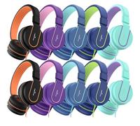 AILIHEN Cuffie per bambini, confezione da 10 pezzi, per scuola elementare e scolastica, cuffie on-ear cablate con microfono per studenti e bambini con volume limitato di 93 dB, jack da 3,5 mm per