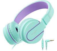 AILIHEN I35 Cuffie Per Bambini Con Microfono Volume Limitato 93 dB Bambini Ragazze Ragazzi Adolescenti Cuffie Cablate Pieghevoli Leggere Per Corsi Online Scolastici Chromebook(Verde Viola)