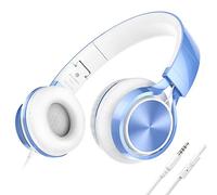 AILIHEN MS300 Cuffie Cablate Con Microfono Per Chromebook Laptop Computer Smartphone, Cuffie Leggere Pieghevoli Da 3,5 mm Per Aula Online Per Ragazzi E Ragazze Della Scuola(Blu)