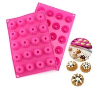 Aililong 2 mini stampi per ciambella in silicone - 40 fori piccolo Savarin forma antiaderente per mini muffin, torte, brownies e altro ancora, 29 x 19,5 x 2,2 cm