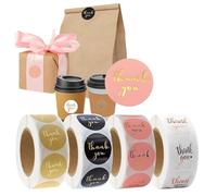 Aililong 2000 adesivi Dankeschön - 4 rotoli in 4 colori, accessori per imballaggi, buste, confezioni regalo e artigianato, adesivi di ringraziamento natalizi