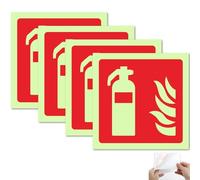 Aililong Adesivi per estintori (Set di 4) - 4x4 Pollici PVC Autoadesivo, fotoluminescente e Resistente alle intemperie, Segno a Pittogramma per la casa, L'Ufficio e l'ospedale