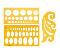 Aililong Set di 3 stencil circolare, 3 stencil robusti. Modelli grafici con diverse dimensioni di cerchi, ellissi e curve. Perfetto per l'uso in ufficio, a casa o a scuola