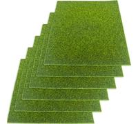 Aililong Tappeto in Erba Artificiale da 6 Pezzi 15x15cm, Tappetino per Prato, Muschio e Piastre di la Decorazione gnomi Giardino Miniatura, l'artigianato, modellismo tappetini Fai-da-Te
