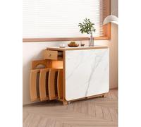 AILIMENG Tavolo pieghevole multi-funzionale Set con sedie pieghevoli in pelle *4, Compact Solid Wood Dining Table for Small Homes, Space Saving Drop Leaf Design,1,2 m Long(Stone Slab Finish)