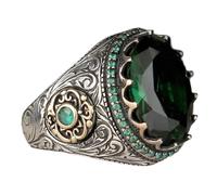 AILIU 30 Stili Vintage Anello con Sigillo Turco Fatto a Mano per Uomo Donna Argento Antico Colore Nero onice Pietra Punk Anelli Gioielli Religiosi