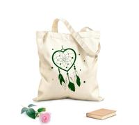 AILOONG Acchiappasogni talismano nativo americano con cuori e piume, simbolo tribale in stile boho Borsa in tela con fondo rinforzato Tessuto spesso 340g/m² Utilizzabile come borsa regalo