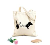 AILOONG Bassotto con la parola amore dentro il cane Borse shopper riutilizzabili Tessuto spesso 12 once Pieghevole 31x36cm Media