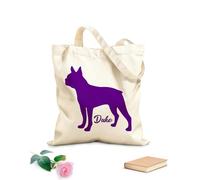 AILOONG Borsa da spiaggia in poliestere e cotone Boston Terrier con il cane del tuo cane e il cuore rosso Tessuto spesso 340g/m² Materiale delicato sulla pelle