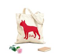 AILOONG Borsa da spiaggia in poliestere e cotone Boston Terrier con il cane del tuo cane e il cuore rosso Tessuto spesso 340g/m² Materiale delicato sulla pelle