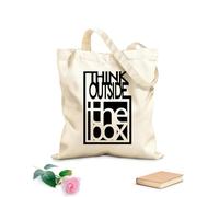 AILOONG Borsa da spiaggia in poliestere e cotone Citazione motivazionale Pensa fuori dagli schemi per la sala riunioni del team Tessuto spesso 12 once Materiale delicato sulla pelle 25x30cm Piccola