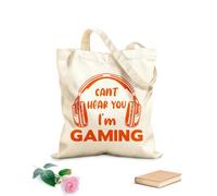 AILOONG Borsa da spiaggia in poliestere e cotone Citazioni di gioco Non riesco a sentire la tua voce Sto giocando Videogiochi e vita di gioco Zona di gioco Tessuto spesso 340g/m²