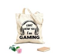 AILOONG Borsa da spiaggia in poliestere e cotone Citazioni di gioco Non riesco a sentire la tua voce Sto giocando Videogiochi e vita di gioco Zona di gioco Tessuto spesso 12 once 25x30cm