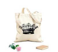 AILOONG Borsa da spiaggia in poliestere e cotone Corona da re e regina retrò, classica corona da cartone animato per bambini Tessuto spesso 12 once Materiale delicato sulla pelle 31x36cm Media