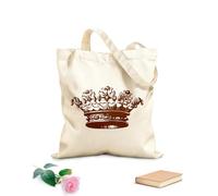 AILOONG Borsa da spiaggia in poliestere e cotone Corona da re e regina retrò, classica corona da cartone animato per bambini Tessuto spesso 340g/m² Materiale delicato sulla pelle