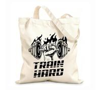 AILOONG Borsa da spiaggia in poliestere e cotone Gymnasticsnasium Training Hard Coach Fitnesscenter Club Sport Cultura Human Hole Tessuto spesso 12 once Materiale delicato sulla pelle 31x36cm Media