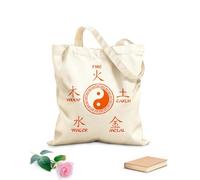 AILOONG Borsa da spiaggia in poliestere e cotone I cinque elementi e il simbolo Yin-Yang nella medicina tradizionale cinese Tessuto spesso 340g/m² Materiale delicato sulla pelle