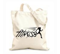 AILOONG Borsa da spiaggia in poliestere e cotone Logo della ragazza che corre nel centro fitness, motivazione per l'esercizio fisico del corridore nel centro fitness Tessuto spesso 12 once 35x40cm