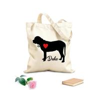AILOONG Borsa da spiaggia in poliestere e cotone Mastino con il cane domestico del tuo cane con cuore rosso Tessuto spesso 12 once Materiale delicato sulla pelle 35x40cm Grande