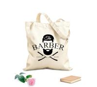 AILOONG Borsa da spiaggia in poliestere e cotone Modello di logo del barbiere con volto di uomo e parrucchiere Tessuto spesso 12 once Materiale delicato sulla pelle 25x30cm Piccola