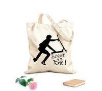 AILOONG Borsa da spiaggia in poliestere e cotone Monopattino acrobatico, fumetto acrobatico, monopattino o morte, citazioni motivazionali, sala giochi Tessuto spesso 12 once 31x36cm