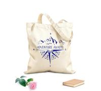 AILOONG Borsa da spiaggia in poliestere e cotone Mountain Compass Campeggio Camper Caravan Auto Avventura Aspettando Viaggio Esplora Tessuto spesso 340g/m² Materiale delicato sulla pelle