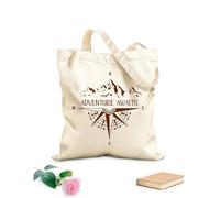 AILOONG Borsa da spiaggia in poliestere e cotone Mountain Compass Campeggio Camper Caravan Auto Avventura Aspettando Viaggio Esplora Tessuto spesso 340g/m² Materiale delicato sulla pelle