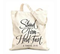 AILOONG Borsa da spiaggia in poliestere e cotone Resta fermo e tieni duro - Citazioni bibliche ispiratrici per la camera da letto Tessuto spesso 12 once Materiale delicato sulla pelle 25x30cm Piccola