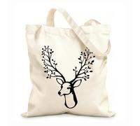 AILOONG Borsa da spiaggia in poliestere e cotone Rotolo di corno di cervo vintage Tessuto spesso 12 once Materiale delicato sulla pelle 35x40cm Grande