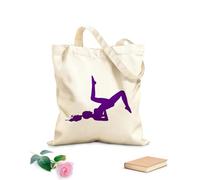 AILOONG Borsa da spiaggia in poliestere e cotone Silhouette di una ragazza nella sala yoga Tessuto spesso 340g/m² Materiale delicato sulla pelle