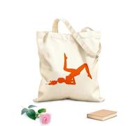 AILOONG Borsa da spiaggia in poliestere e cotone Silhouette di una ragazza nella sala yoga Tessuto spesso 340g/m² Materiale delicato sulla pelle