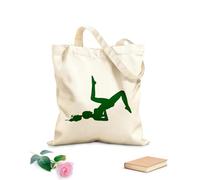 AILOONG Borsa da spiaggia in poliestere e cotone Silhouette di una ragazza nella sala yoga Tessuto spesso 340g/m² Materiale delicato sulla pelle