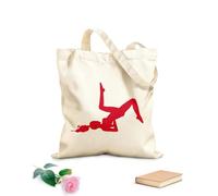 AILOONG Borsa da spiaggia in poliestere e cotone Silhouette di una ragazza nella sala yoga Tessuto spesso 340g/m² Materiale delicato sulla pelle
