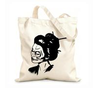 AILOONG Borsa da spiaggia in poliestere e cotone Stile Giorno della Morte con Teschio Ragazza Faccia Donna Tessuto spesso 12 once Materiale delicato sulla pelle 25x30cm Piccola