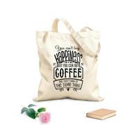 AILOONG Borsa da spiaggia in poliestere e cotone Tessuto spesso 12 once Caffè Ristorante Bar Non puoi comprare la felicità ma puoi comprare il caffè Materiale delicato sulla pelle 25x30cm Piccola