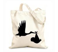 AILOONG Borsa da spiaggia in poliestere e cotone Tessuto spesso 12 once Cartone animato uccello cicogna e animali della cameretta del bambino Materiale delicato sulla pelle 25x30cm Piccola