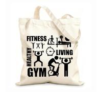 AILOONG Borsa da spiaggia in poliestere e cotone Tessuto spesso 12 once Home Gymnasticsnasium Stile di vita sano Esercizio Power House Materiale delicato sulla pelle 31x36cm Media