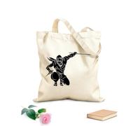 AILOONG Borsa da spiaggia in poliestere e cotone Tessuto spesso 12 once Ninja Guerriero Giapponese Samurai Guerriero Bambino Materiale delicato sulla pelle 31x36cm Media