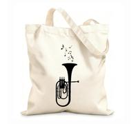 AILOONG Borsa da spiaggia in poliestere e cotone Tessuto spesso 12 once Nota musicale Tromba Nota musicale Strumento Musica Note musicali Materiale delicato sulla pelle 31x36cm Media