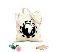 AILOONG Borsa da spiaggia in poliestere e cotone Tessuto spesso 12 once Terra Animale Materiale delicato sulla pelle 25x30cm Piccola