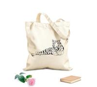 AILOONG Borsa da spiaggia in poliestere e cotone Tessuto spesso 12 once Tigre addormentata Animale selvatico Stanza dei bambini Safari Giungla africana Animale Tigre Sala giochi 25x30cm