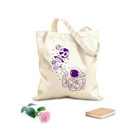 AILOONG Borsa da spiaggia in poliestere e cotone Tessuto spesso 340g/m² Astronauta dei cartoni animati che crea un palloncino di sapone a forma di pianeta Materiale delicato sulla pelle